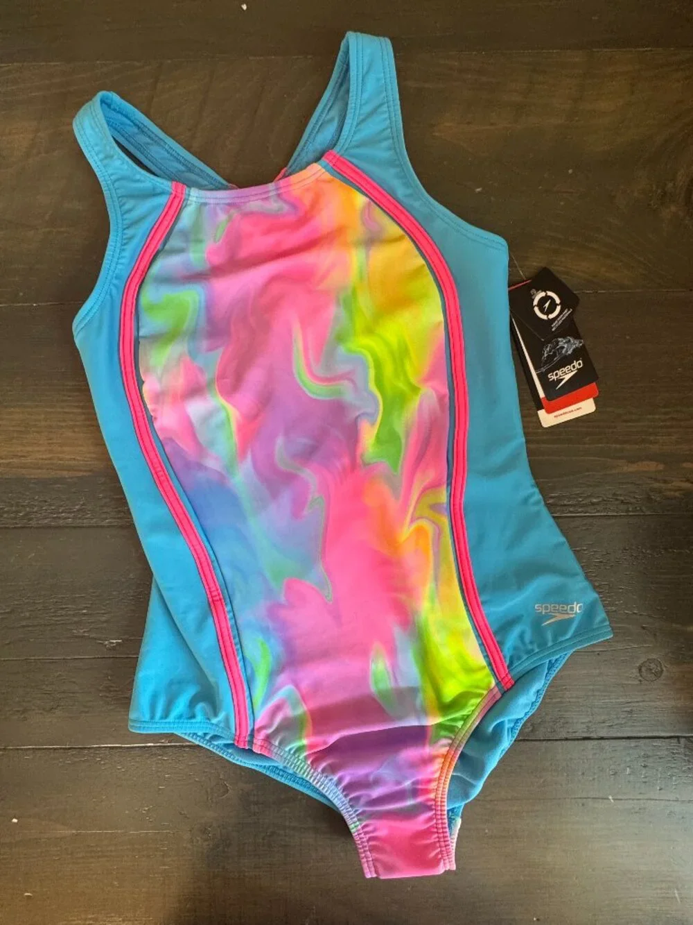 NWT! Speedo Girls Sport Splice One Piece in Picton Blue